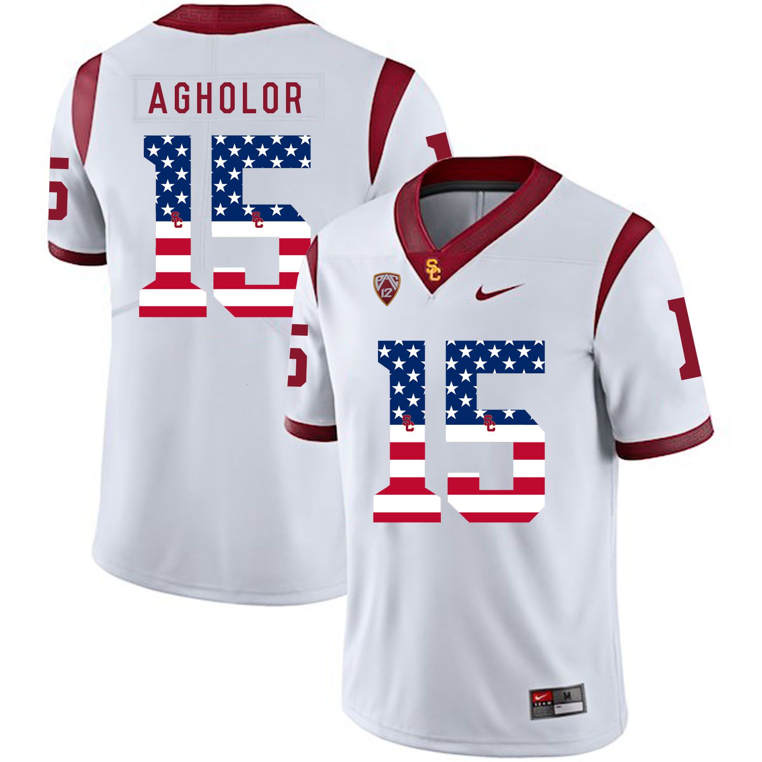 Men USC Trojans #15 Agholor White Flag Customized NCAA Jerseys